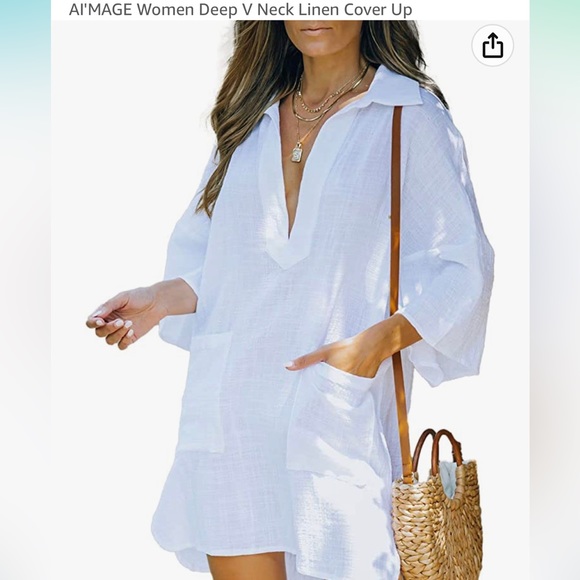 Amazon, brand new never worn white linen cover up - Picture 1 of 1